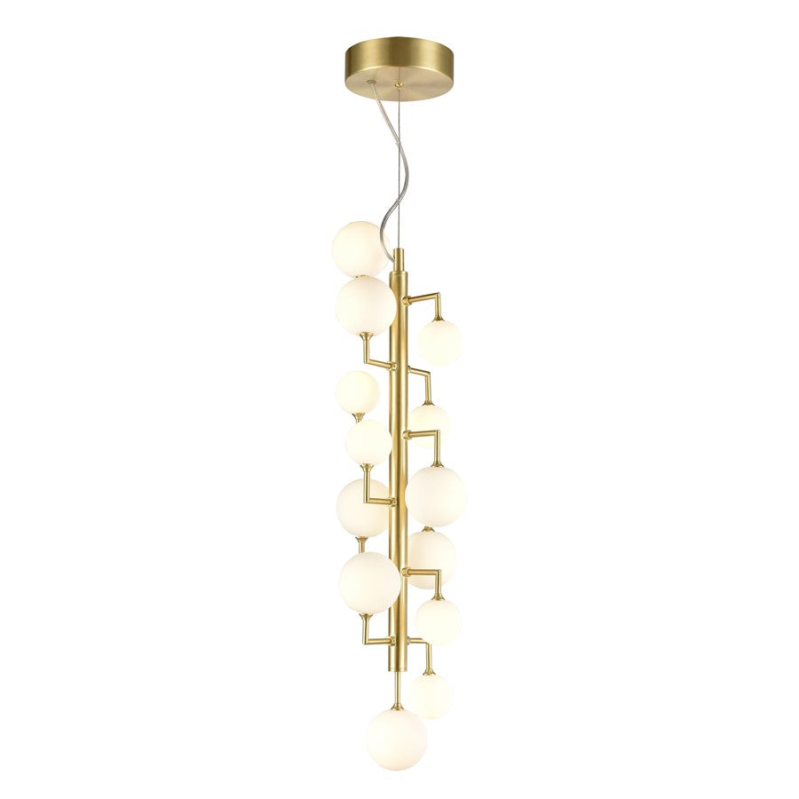 Atlas Lighting Keir 8in 13-Light Chandelier | Modern Gold and White Opal Glass | Entryway & Staircase | 8 x 8 x 28 in | Model CL11210-GD