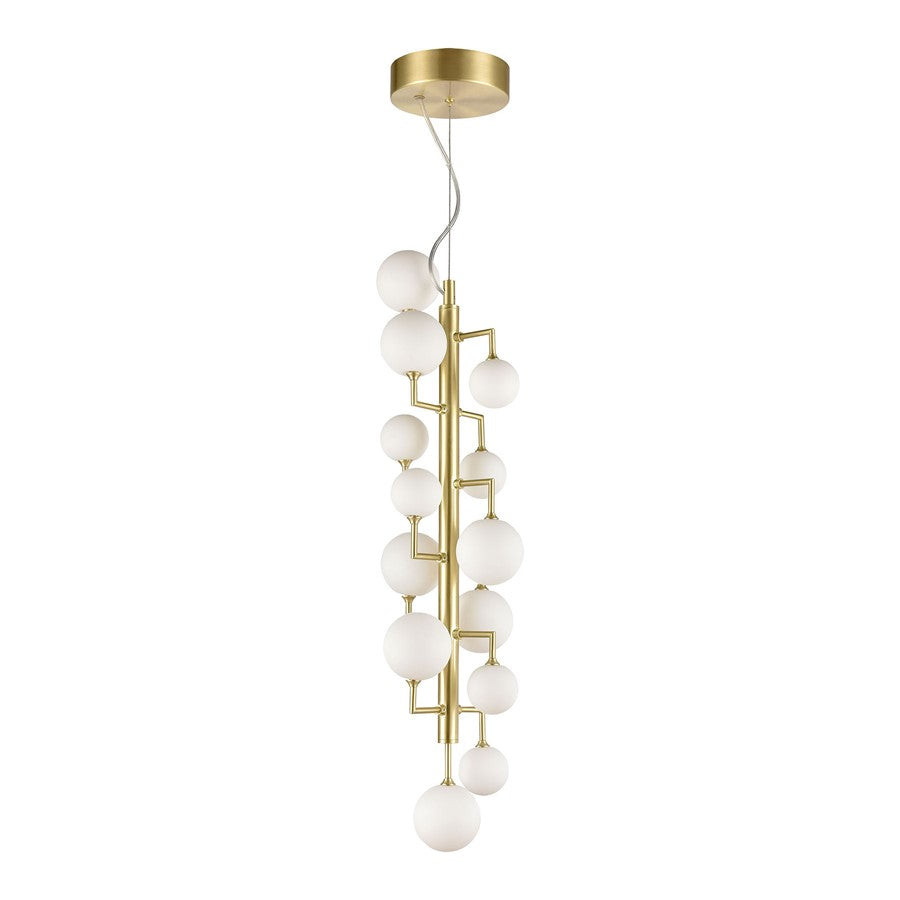 Atlas Lighting Keir 8in 13-Light Chandelier | Modern Gold and White Opal Glass | Entryway & Staircase | 8 x 8 x 28 in | Model CL11210-GD
