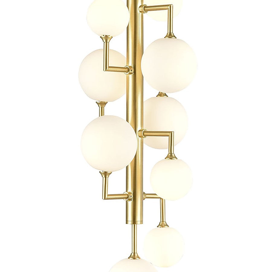 Atlas Lighting Keir 8in 13-Light Chandelier | Modern Gold and White Opal Glass | Entryway & Staircase | 8 x 8 x 28 in | Model CL11210-GD