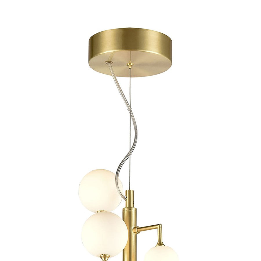 Atlas Lighting Keir 8in 13-Light Chandelier | Modern Gold and White Opal Glass | Entryway & Staircase | 8 x 8 x 28 in | Model CL11210-GD