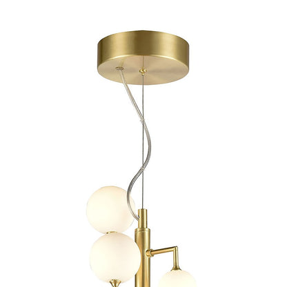 Atlas Lighting Keir 8in 13-Light Chandelier | Modern Gold and White Opal Glass | Entryway & Staircase | 8 x 8 x 28 in | Model CL11210-GD