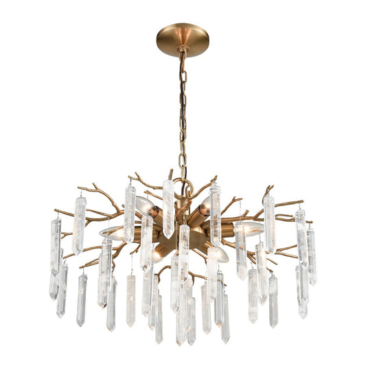 Atlas Lighting Kvist 22in 6-Light Chandelier | Transitional Cafe Bronze and Clear Crystal | Dining Room & Living Room | Model CL11212-BZ
