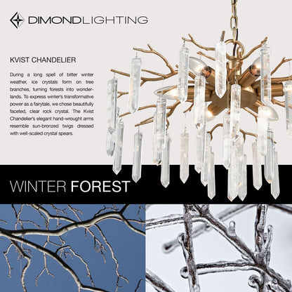 Atlas Lighting Kvist 22in 6-Light Chandelier | Transitional Cafe Bronze and Clear Crystal | Dining Room & Living Room | Model CL11212-BZ