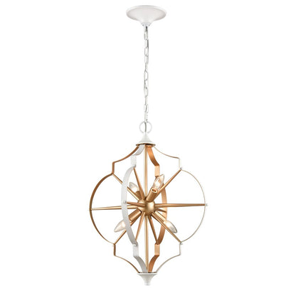 Atlas Lighting Laguna Beach 18in 4-Light Chandelier | Modern Gold and White Metal | Dining Room & Kitchen Island | 18 x 18 x 23 in | Model CL11213-GD