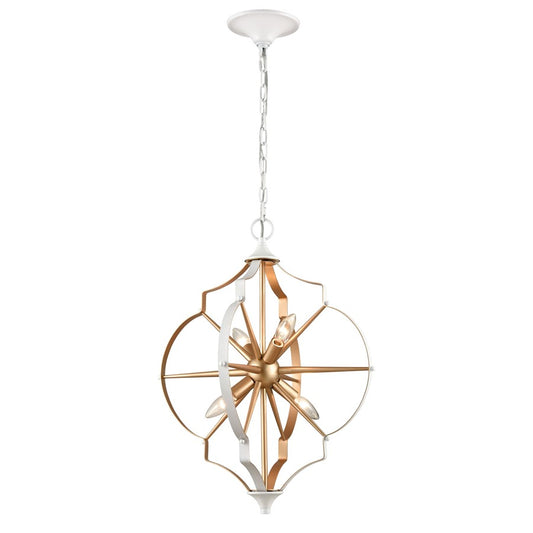 Atlas Lighting Laguna Beach 18in 4-Light Chandelier | Modern Gold and White Metal | Dining Room & Kitchen Island | 18 x 18 x 23 in | Model CL11213-GD