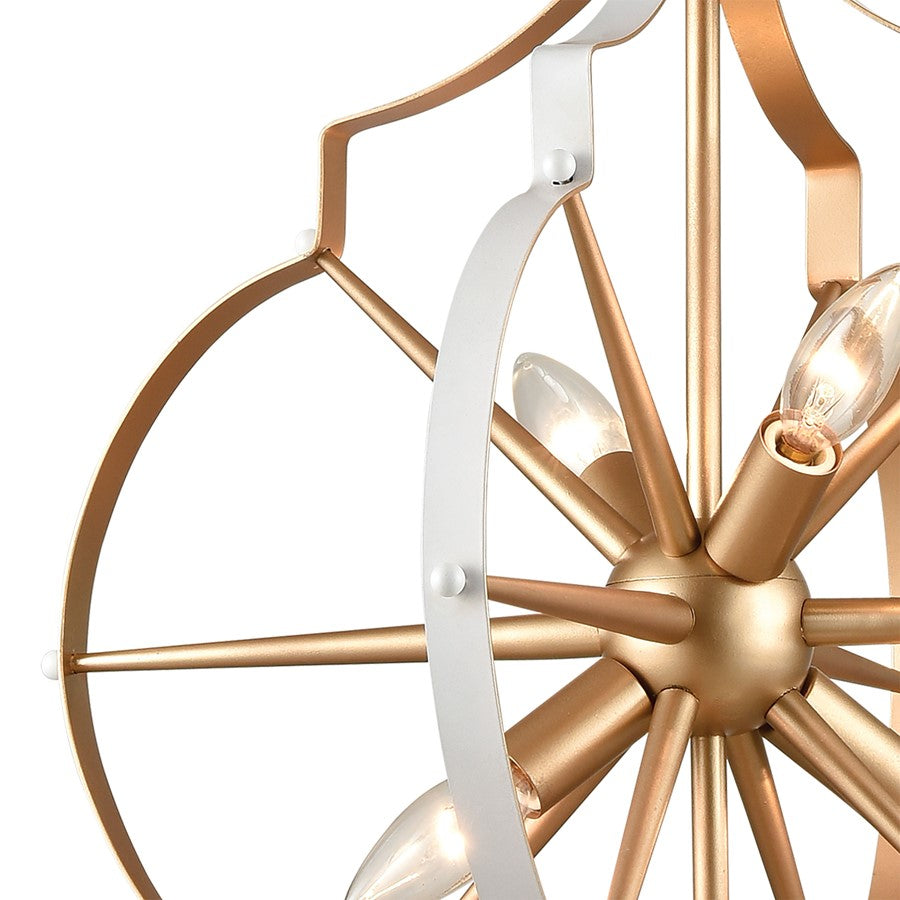 Atlas Lighting Laguna Beach 18in 4-Light Chandelier | Modern Gold and White Metal | Dining Room & Kitchen Island | 18 x 18 x 23 in | Model CL11213-GD