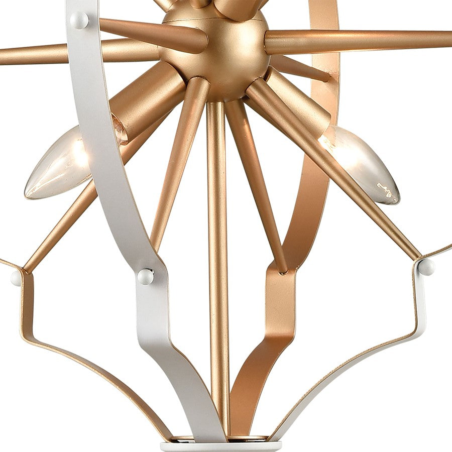 Atlas Lighting Laguna Beach 18in 4-Light Chandelier | Modern Gold and White Metal | Dining Room & Kitchen Island | 18 x 18 x 23 in | Model CL11213-GD