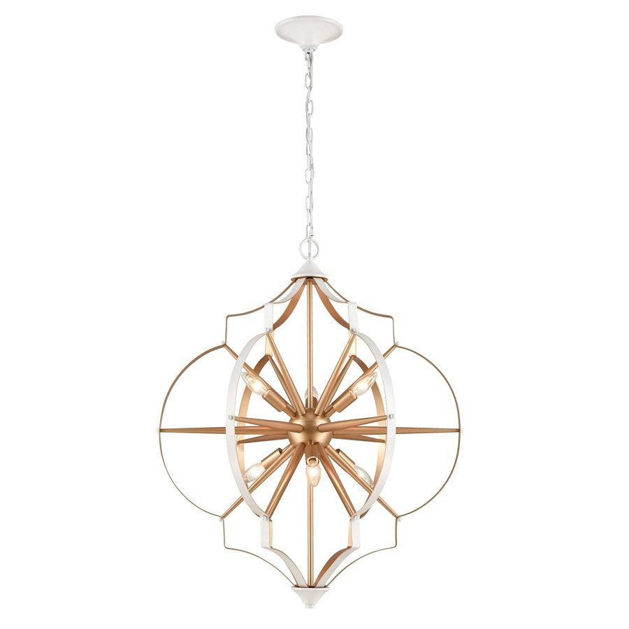 Atlas Lighting Laguna Beach 26in 6-Light Chandelier | Modern Gold and White Metal | Dining Room & Living Room | 26 x 26 x 31 in | Model CL11214-GD