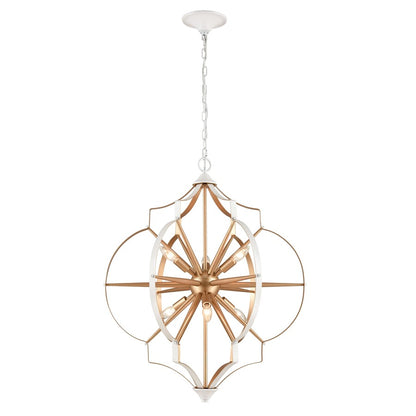 Atlas Lighting Laguna Beach 26in 6-Light Chandelier | Modern Gold and White Metal | Dining Room & Living Room | 26 x 26 x 31 in | Model CL11214-GD