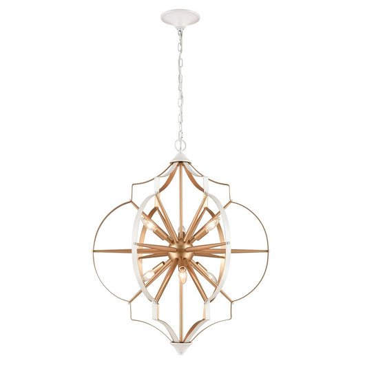 Atlas Lighting Laguna Beach 26in 6-Light Chandelier | Modern Gold and White Metal | Dining Room & Living Room | 26 x 26 x 31 in | Model CL11214-GD