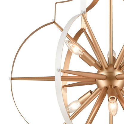 Atlas Lighting Laguna Beach 26in 6-Light Chandelier | Modern Gold and White Metal | Dining Room & Living Room | 26 x 26 x 31 in | Model CL11214-GD