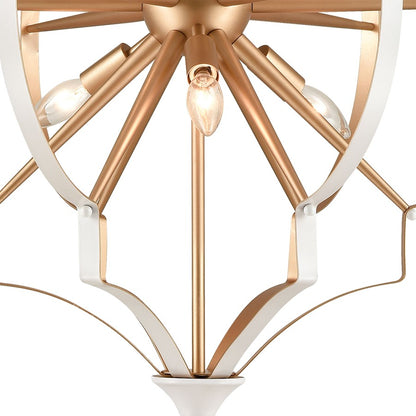 Atlas Lighting Laguna Beach 26in 6-Light Chandelier | Modern Gold and White Metal | Dining Room & Living Room | 26 x 26 x 31 in | Model CL11214-GD