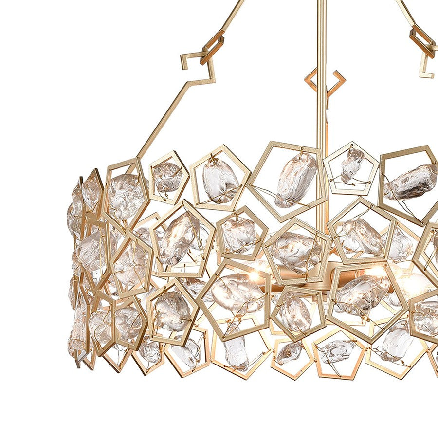 Atlas Lighting Levana 24in 5-Light Chandelier | Transitional Gold Metal and Clear Glass Drum Shade | Kitchen Island & Dining Room | Model CL11218-GD