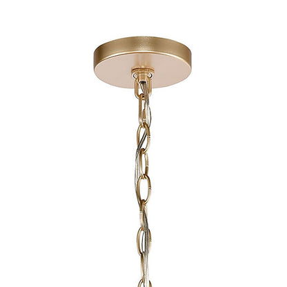 Atlas Lighting Levana 24in 5-Light Chandelier | Transitional Gold Metal and Clear Glass Drum Shade | Kitchen Island & Dining Room | Model CL11218-GD