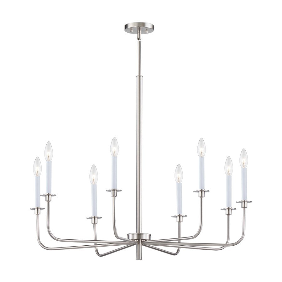 Atlas Lighting Lexington Green 38in 8-Light Chandelier | Traditional Brushed Nickel Metal | Dining Room & Living Room | Model CL11221-NK