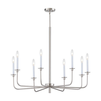 Atlas Lighting Lexington Green 38in 8-Light Chandelier | Traditional Brushed Nickel Metal | Dining Room & Living Room | Model CL11221-NK