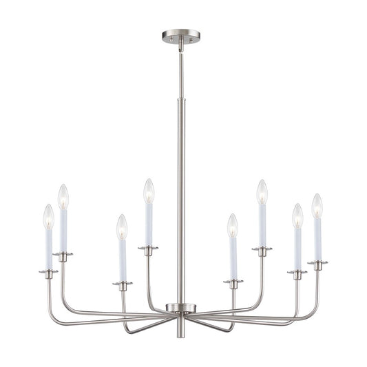 Atlas Lighting Lexington Green 38in 8-Light Chandelier | Traditional Brushed Nickel Metal | Dining Room & Living Room | Model CL11221-NK