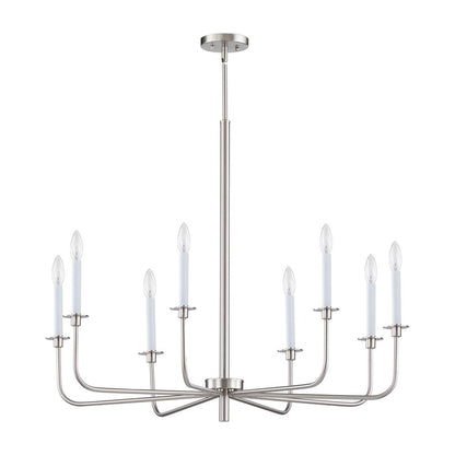 Atlas Lighting Lexington Green 38in 8-Light Chandelier | Traditional Brushed Nickel Metal | Dining Room & Living Room | Model CL11221-NK