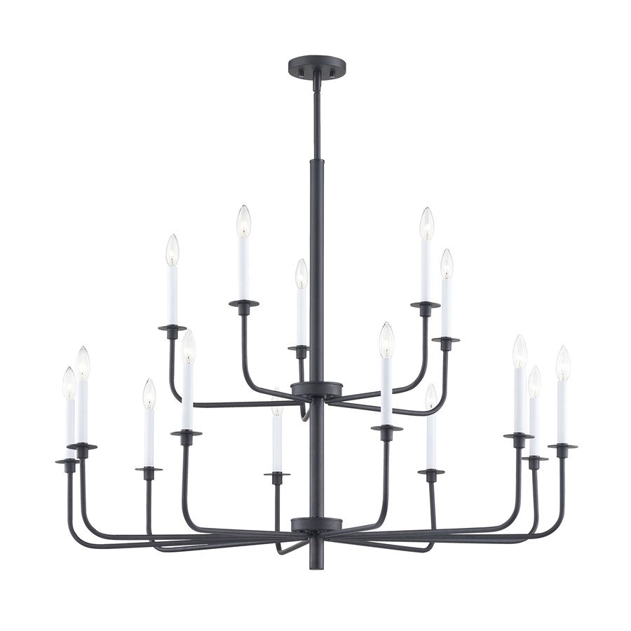 Atlas Lighting Lexington Green 46in 15-Light Chandelier | Traditional Matte Black Metal | Dining Room & Living Room | Model CL11223-BK