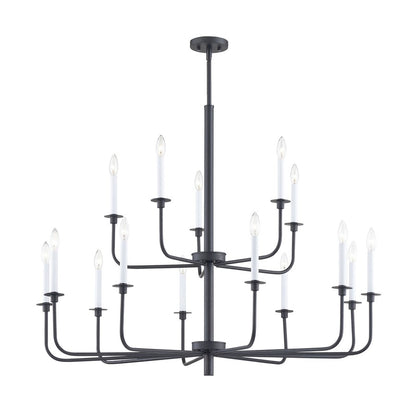 Atlas Lighting Lexington Green 46in 15-Light Chandelier | Traditional Matte Black Metal | Dining Room & Living Room | Model CL11223-BK