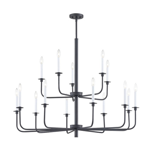 Atlas Lighting Lexington Green 46in 15-Light Chandelier | Traditional Matte Black Metal | Dining Room & Living Room | Model CL11223-BK