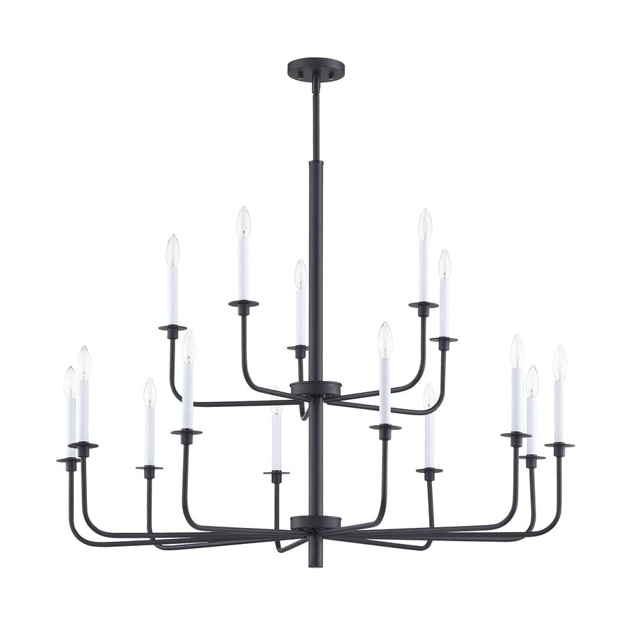 Atlas Lighting Lexington Green 46in 15-Light Chandelier | Traditional Matte Black Metal | Dining Room & Living Room | Model CL11223-BK