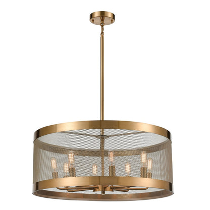 Atlas Lighting Line in the Sand 24in 8-Light Chandelier | Modern Art Deco Satin Brass and Antique Silver Metal | Dining Room & Bar | Model CL11224-BS