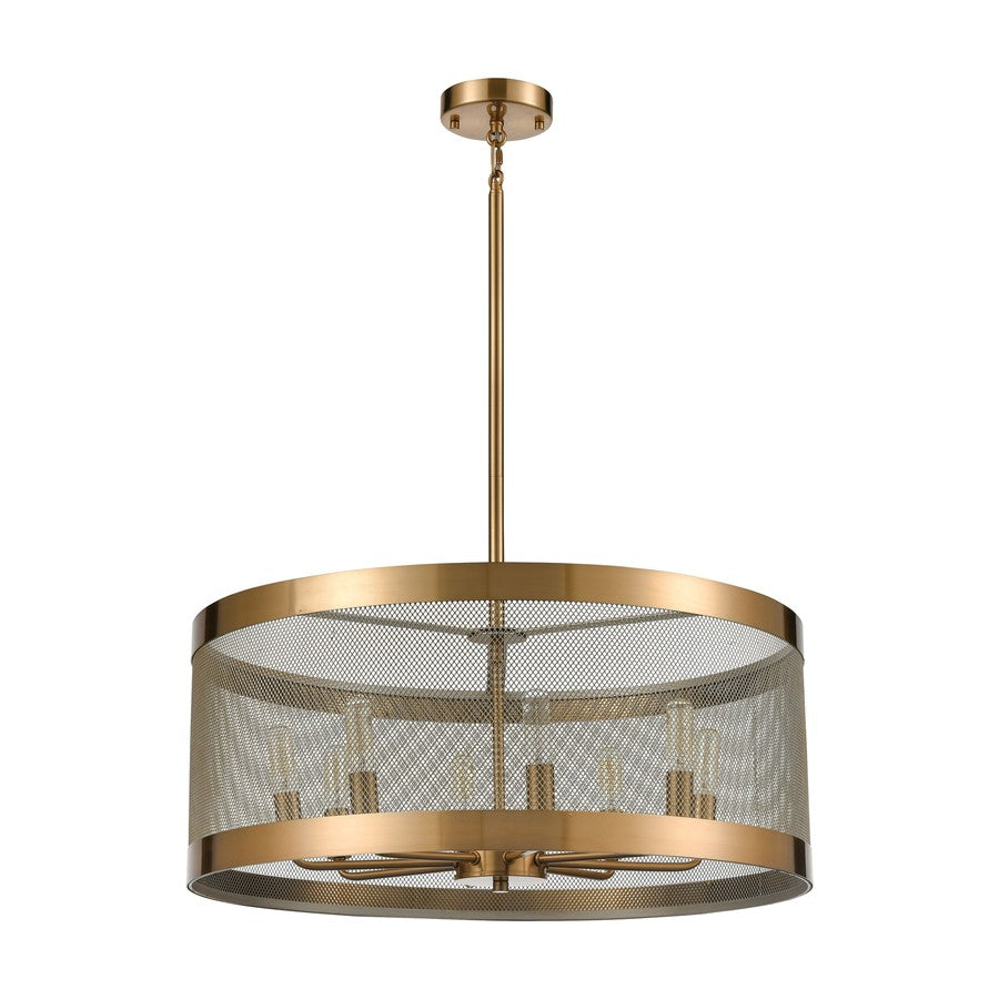 Atlas Lighting Line in the Sand 24in 8-Light Chandelier | Modern Art Deco Satin Brass and Antique Silver Metal | Dining Room & Bar | Model CL11224-BS
