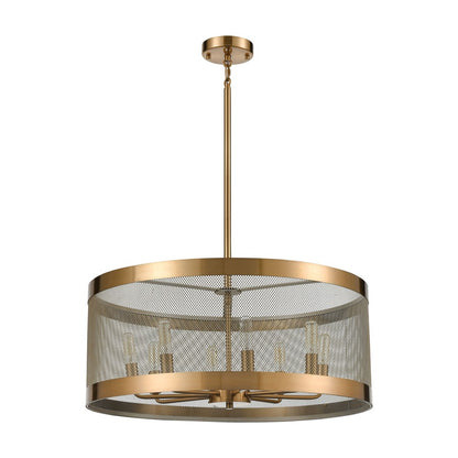 Atlas Lighting Line in the Sand 24in 8-Light Chandelier | Modern Art Deco Satin Brass and Antique Silver Metal | Dining Room & Bar | Model CL11224-BS