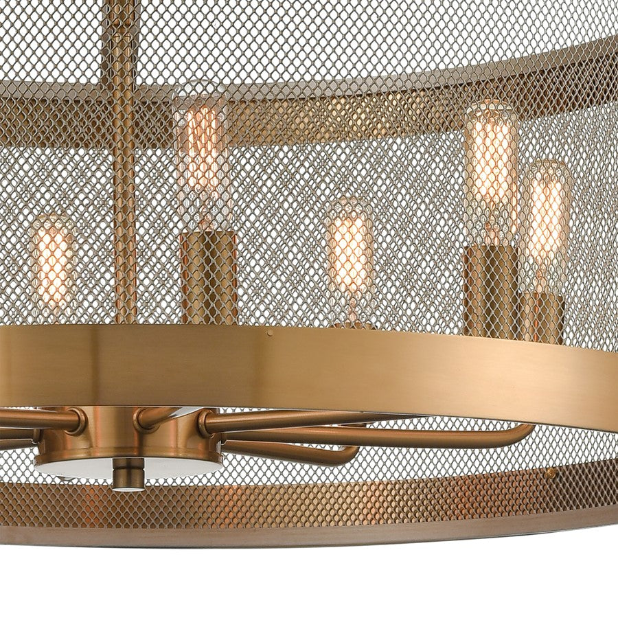 Atlas Lighting Line in the Sand 24in 8-Light Chandelier | Modern Art Deco Satin Brass and Antique Silver Metal | Dining Room & Bar | Model CL11224-BS