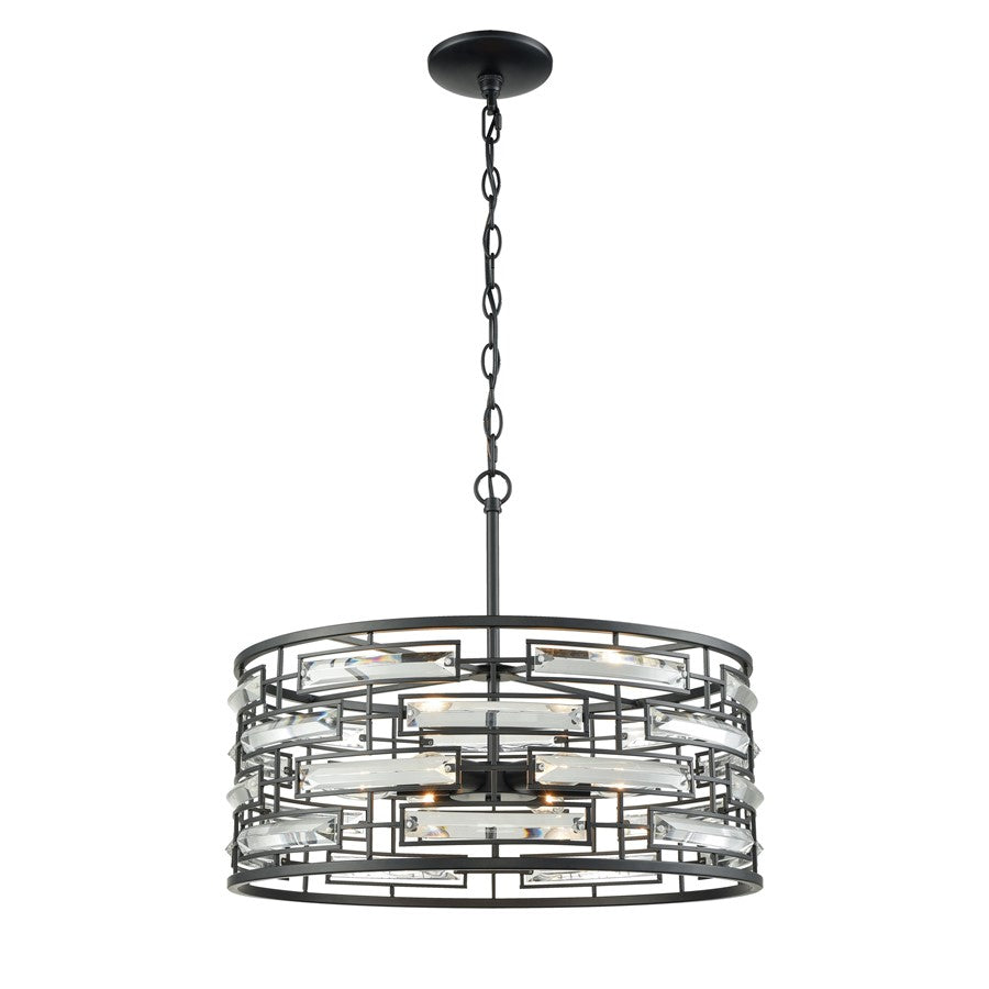 Atlas Lighting Lineo 20in 6-Light Chandelier | Modern Matte Black and Clear Crystal Metal | Dining Room & Entryway | 20 x 20 x 9 in | Model CL11225-BK
