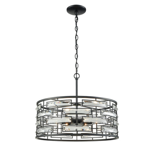 Atlas Lighting Lineo 20in 6-Light Chandelier | Modern Matte Black and Clear Crystal Metal | Dining Room & Entryway | 20 x 20 x 9 in | Model CL11225-BK
