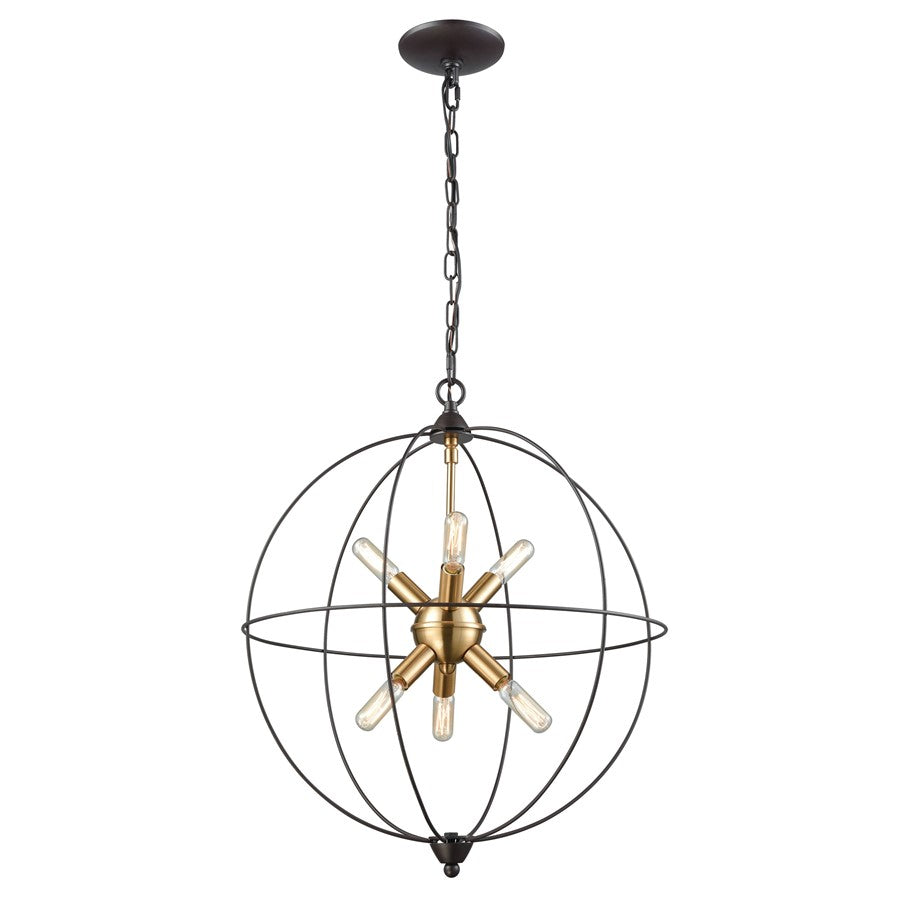 Atlas Lighting Loftin 19in 6-Light Chandelier | Modern Oil Rubbed Bronze and Satin Brass Metal | Dining Room & Living Room | Model CL11226-BZ