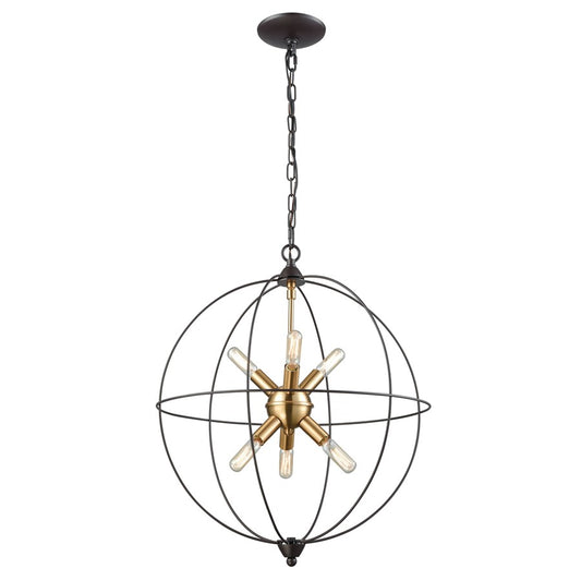 Atlas Lighting Loftin 19in 6-Light Chandelier | Modern Oil Rubbed Bronze and Satin Brass Metal | Dining Room & Living Room | Model CL11226-BZ