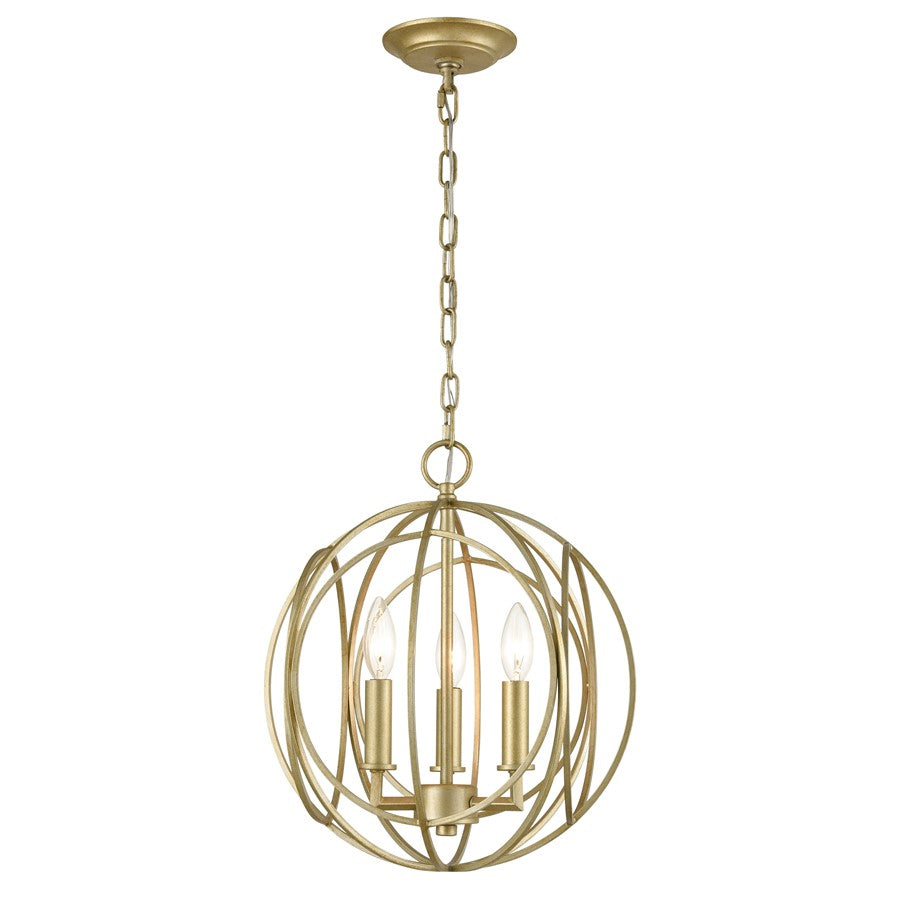 Atlas Loughton 14in 3-Light Chandelier | Modern Golden Silver Metal | Dining Room & Entryway | 14 x 14 x 16 in | Model CL11227-GD