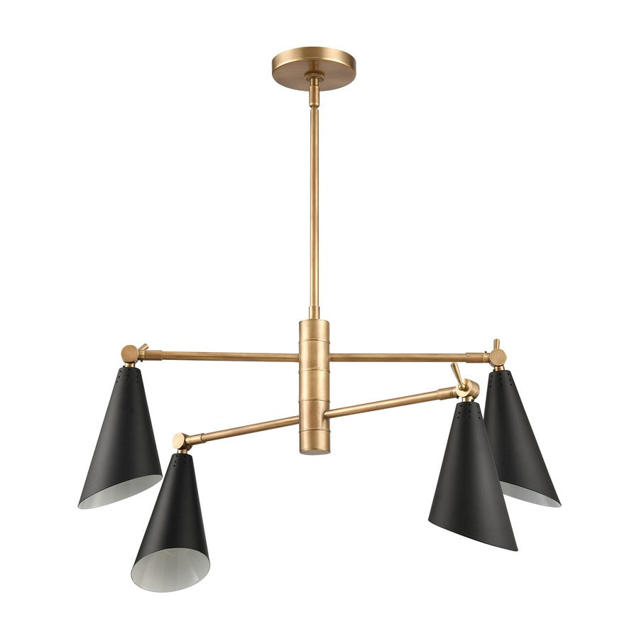 Atlas Lighting Luca 26'' Wide 4Lt Chandelier, Natural Brass