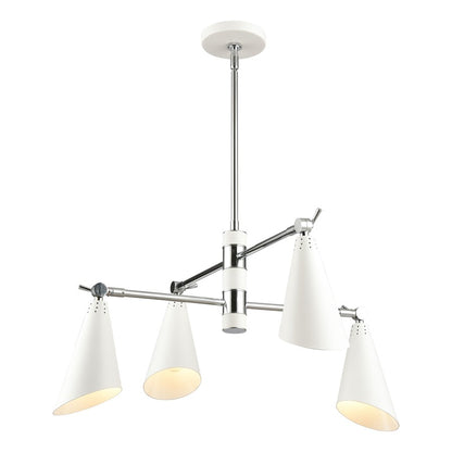Atlas Luca 26in 4-Light Chandelier | Midcentury Polished Chrome and White Metal | Dining Room & Kitchen Island | 26 x 26 x 15 in | Model CL11228-CH