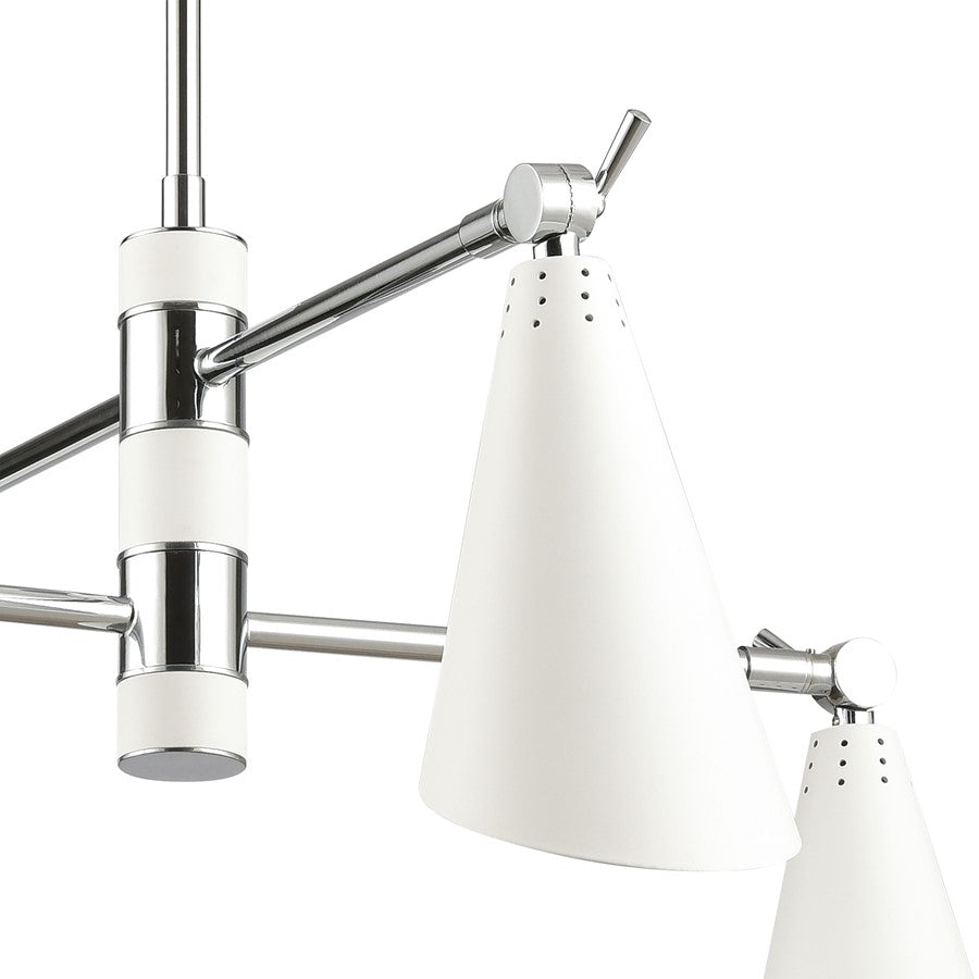 Atlas Luca 26in 4-Light Chandelier | Midcentury Polished Chrome and White Metal | Dining Room & Kitchen Island | 26 x 26 x 15 in | Model CL11228-CH