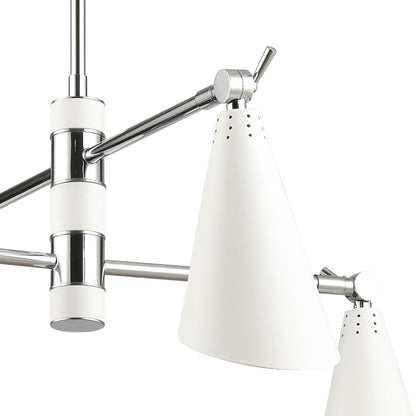 Atlas Luca 26in 4-Light Chandelier | Midcentury Polished Chrome and White Metal | Dining Room & Kitchen Island | 26 x 26 x 15 in | Model CL11228-CH