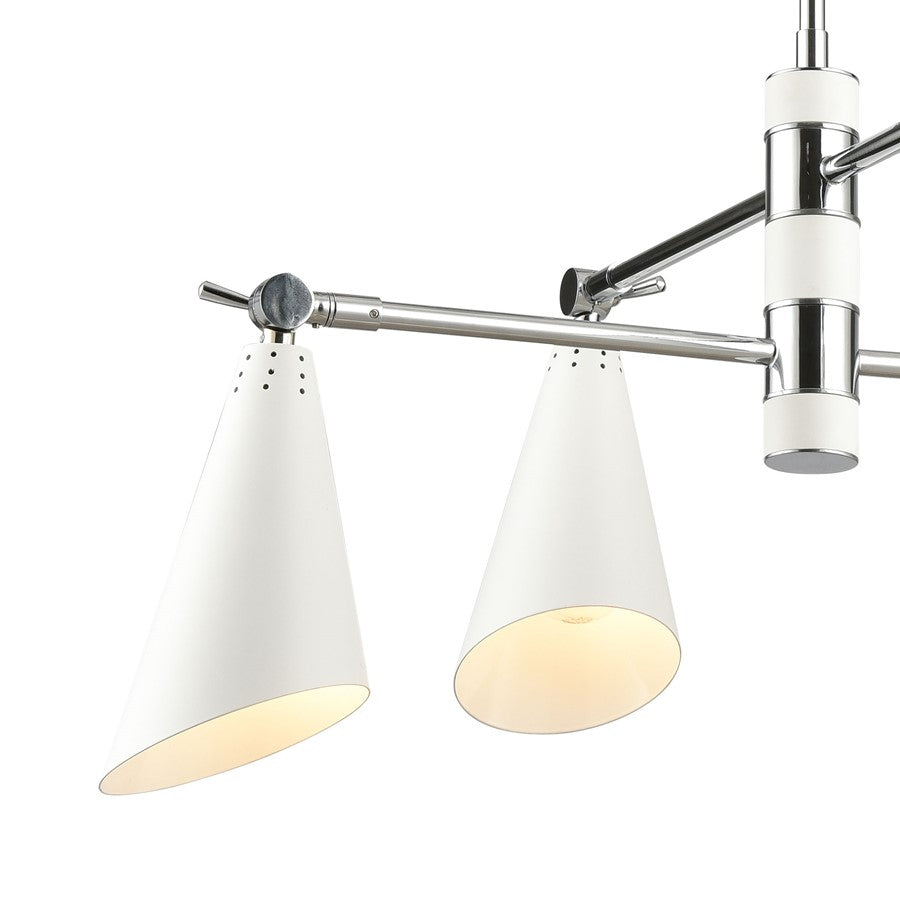 Atlas Luca 26in 4-Light Chandelier | Midcentury Polished Chrome and White Metal | Dining Room & Kitchen Island | 26 x 26 x 15 in | Model CL11228-CH