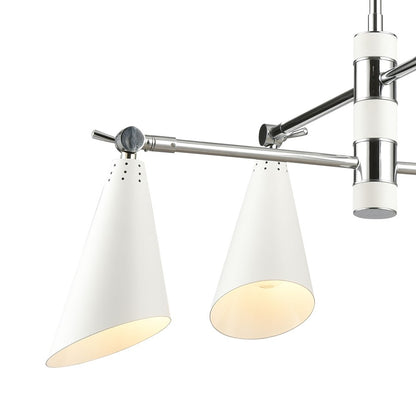 Atlas Luca 26in 4-Light Chandelier | Midcentury Polished Chrome and White Metal | Dining Room & Kitchen Island | 26 x 26 x 15 in | Model CL11228-CH