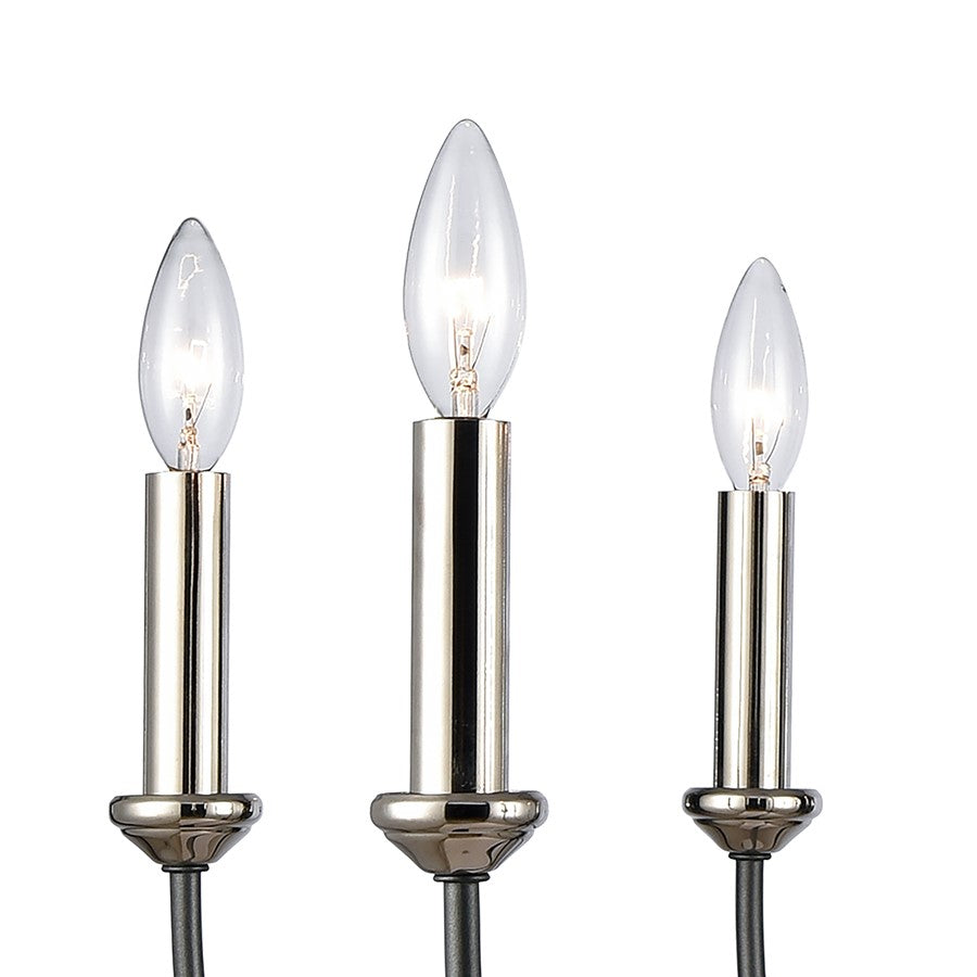 Atlas Lighting Madeline 32in 8-Light Chandelier | Transitional Dark Gray and Polished Nickel Metal | Dining Room & Living Room | Model CL11231-BK