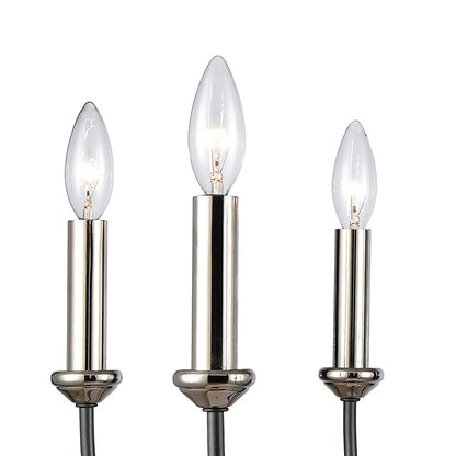 Atlas Lighting Madeline 32in 8-Light Chandelier | Transitional Dark Gray and Polished Nickel Metal | Dining Room & Living Room | Model CL11231-BK