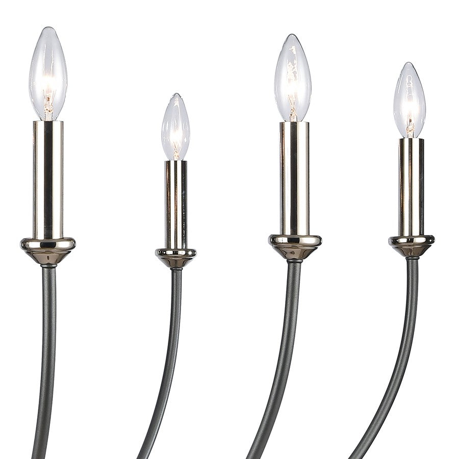 Atlas Lighting Madeline 45in 10-Light Chandelier | Transitional Dark Gray and Polished Nickel Metal | Dining Room & Living Room | Model CL11232-BK