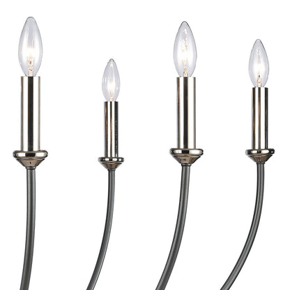 Atlas Lighting Madeline 45in 10-Light Chandelier | Transitional Dark Gray and Polished Nickel Metal | Dining Room & Living Room | Model CL11232-BK
