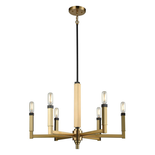 Atlas Lighting Mandeville 23in 6-Light Chandelier | Transitional Satin Brass and Oil Rubbed Bronze Metal | Dining Room & Living | Model CL11233-BS