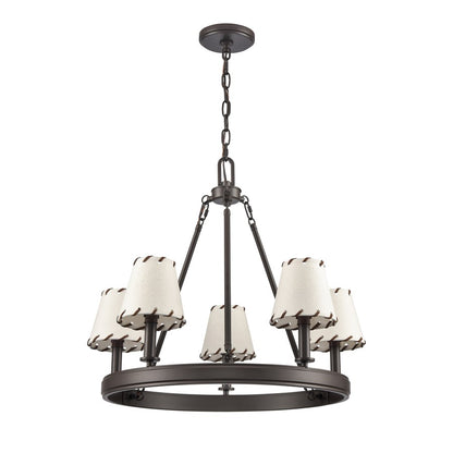 Atlas Lighting Marion 24in 5-Light Chandelier | Transitional Oil Rubbed Bronze and Natural Parchment Shade | Dining Room & Living | Model CL11235-BZ