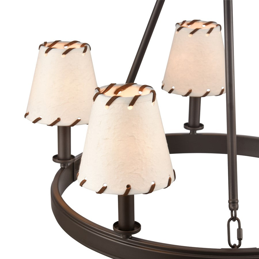 Atlas Lighting Marion 24in 5-Light Chandelier | Transitional Oil Rubbed Bronze and Natural Parchment Shade | Dining Room & Living | Model CL11235-BZ