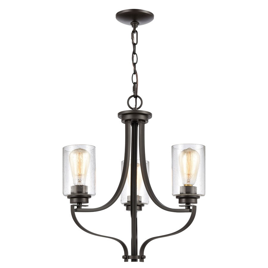 Atlas Lighting Market Square 19in 3-Light Chandelier | Transitional Oil Rubbed Bronze and Clear Seeded Glass | Dining Room | Model CL11236-BZ