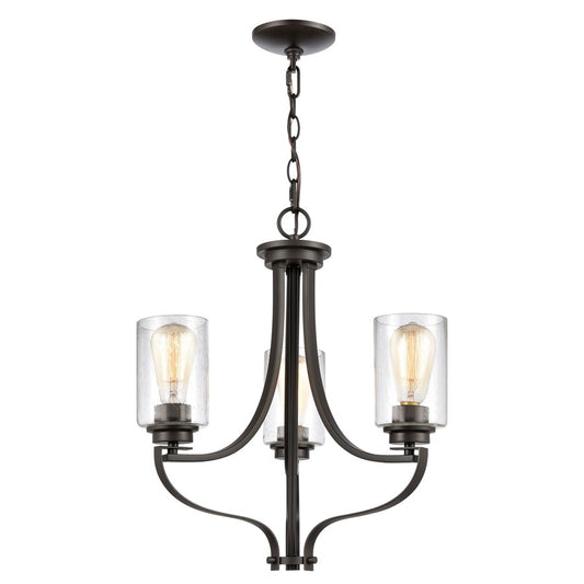 Atlas Lighting Market Square 19in 3-Light Chandelier | Transitional Oil Rubbed Bronze and Clear Seeded Glass | Dining Room | Model CL11236-BZ